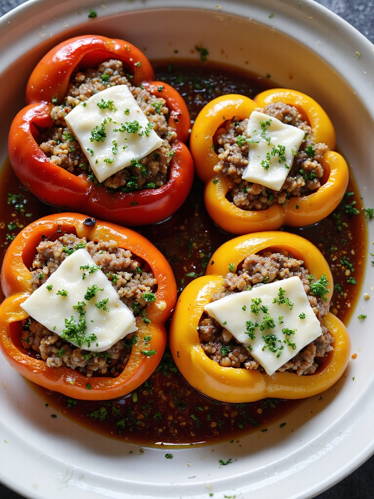 sausage stuffed herbed quinoa peppers