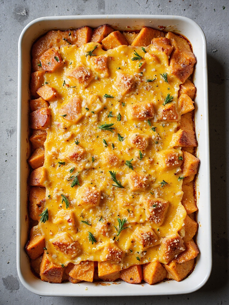 savory cheddar herb sweet potatoes