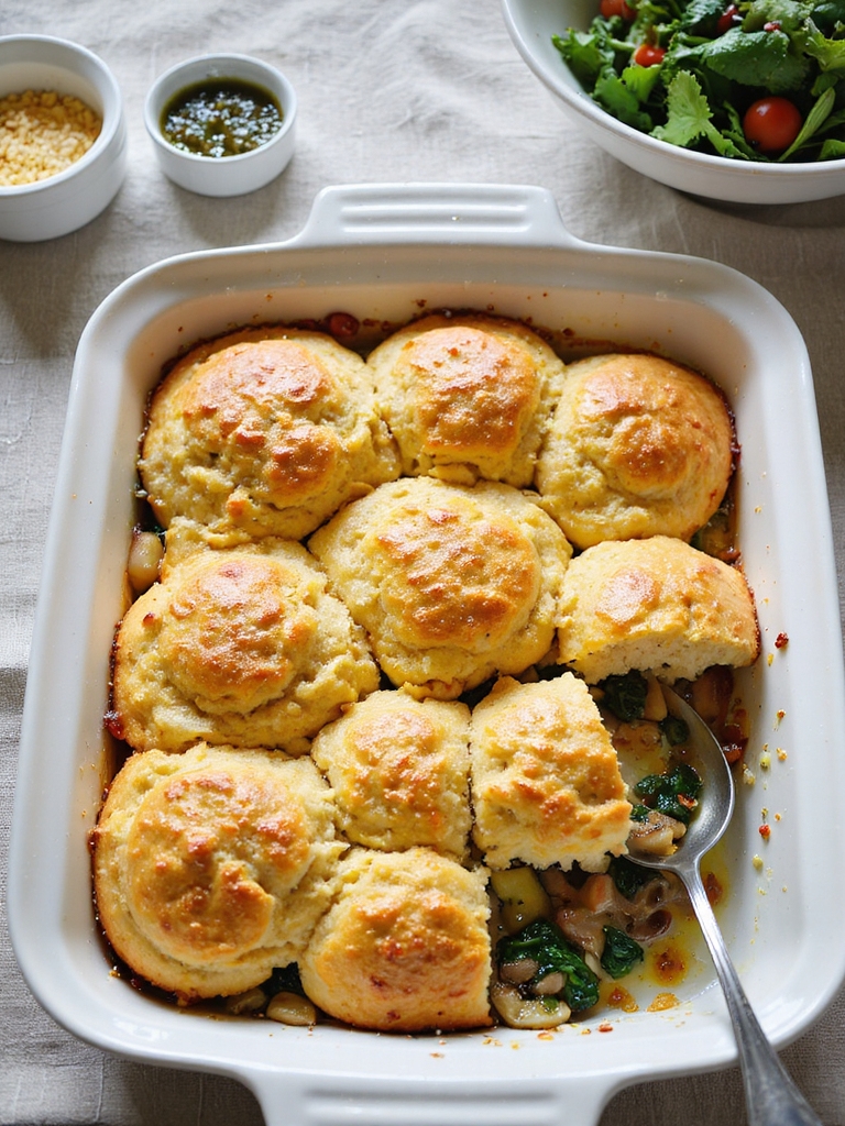 savory cheddar tempeh biscuit casserole