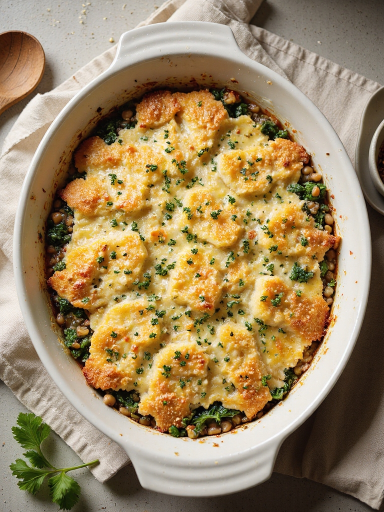 savory lentil mushroom bake