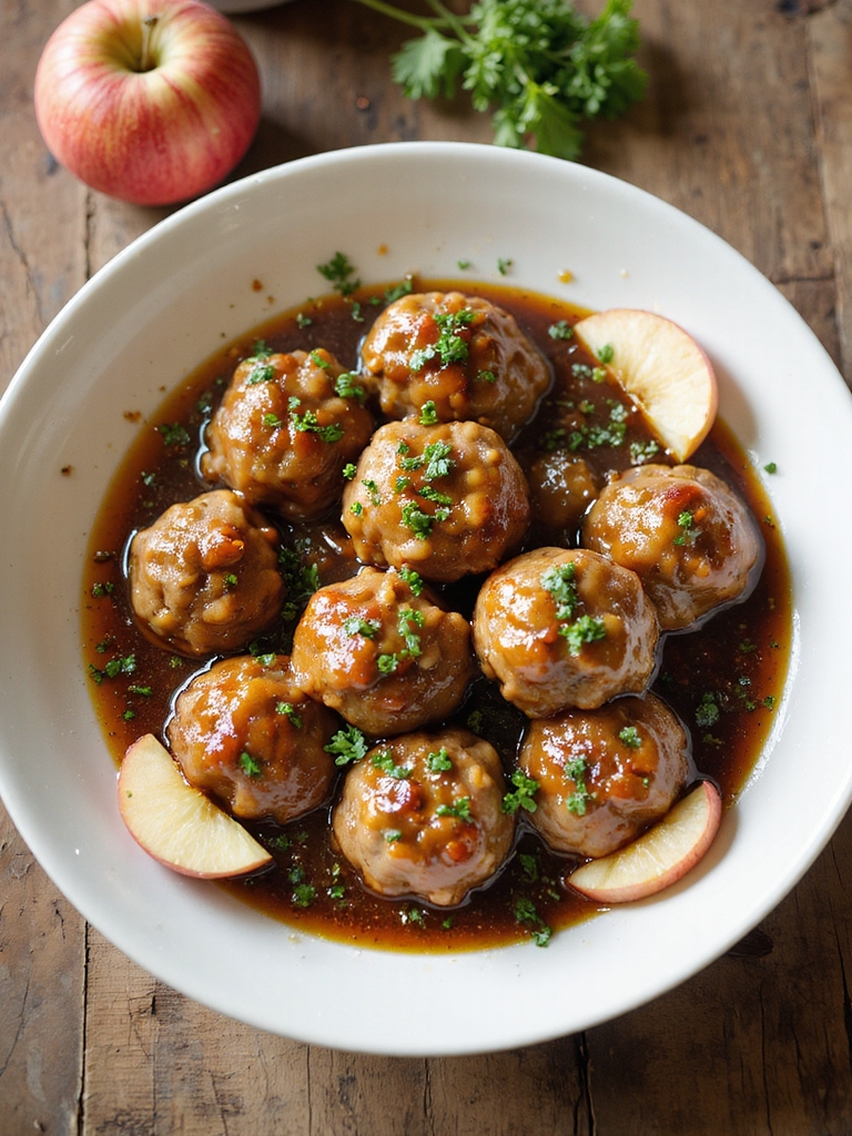 savory pork apple meatballs