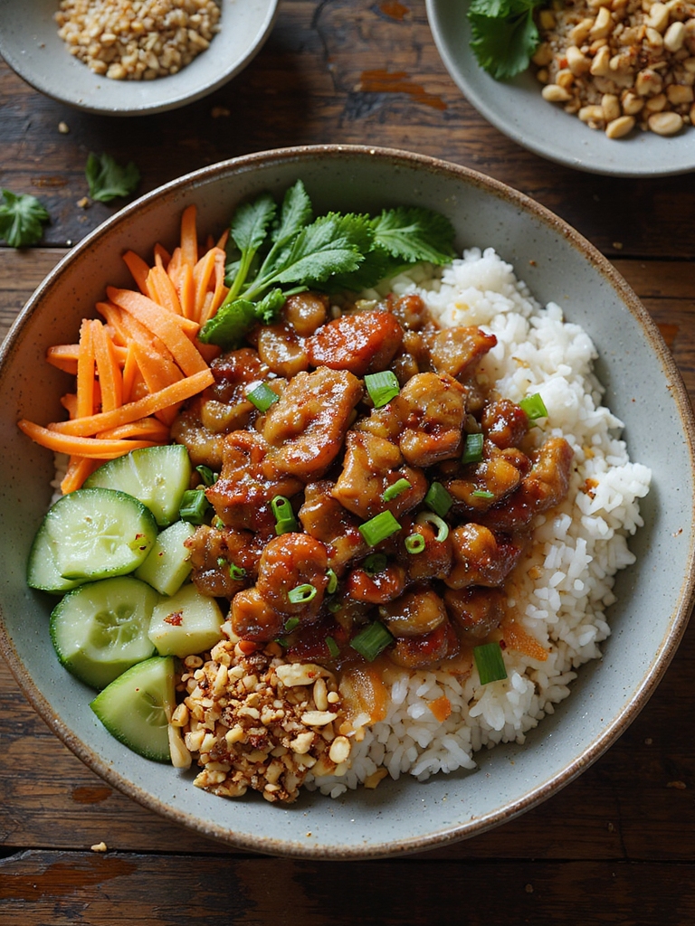 savory sweet caramelized pork bowl