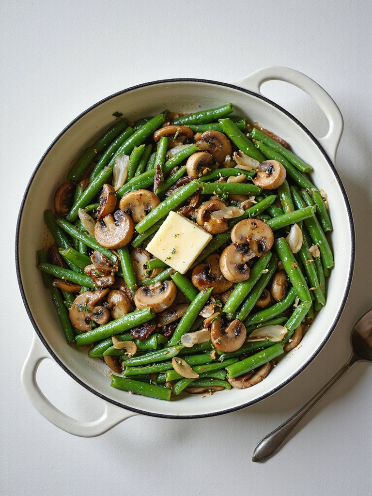 savory thyme mushroom greenbeans