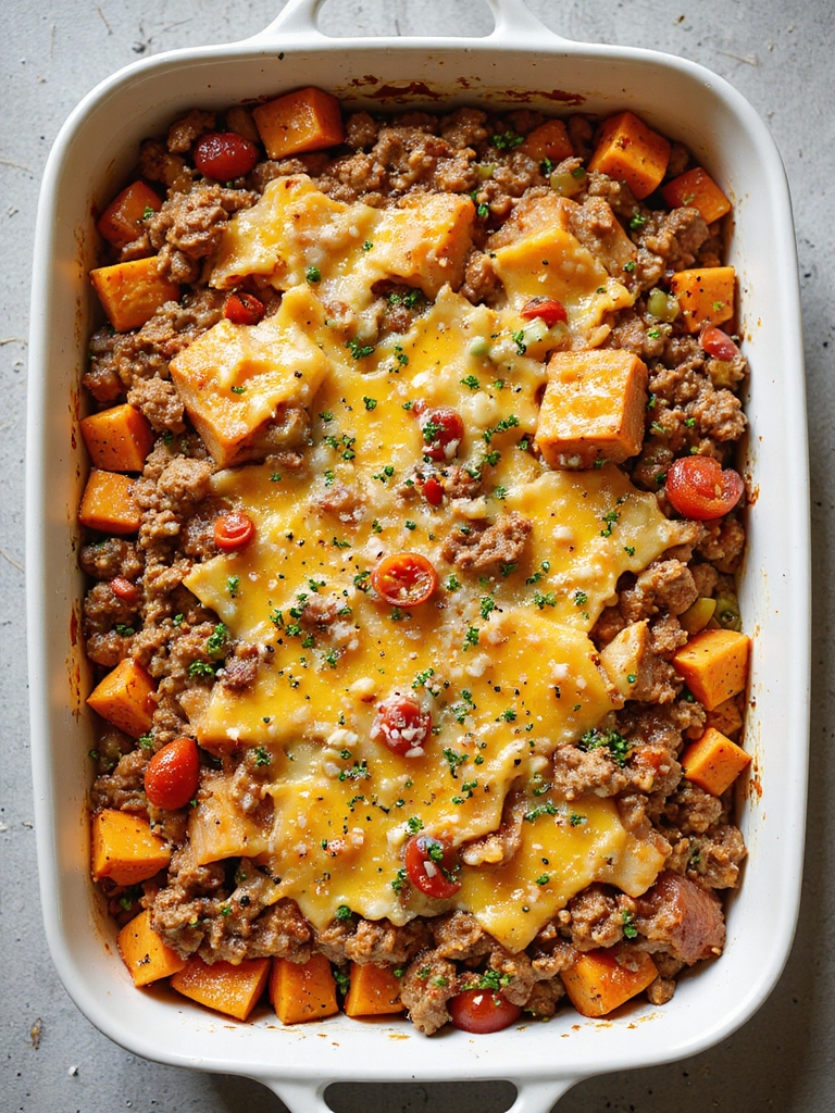 savory turkey sweet potato bake