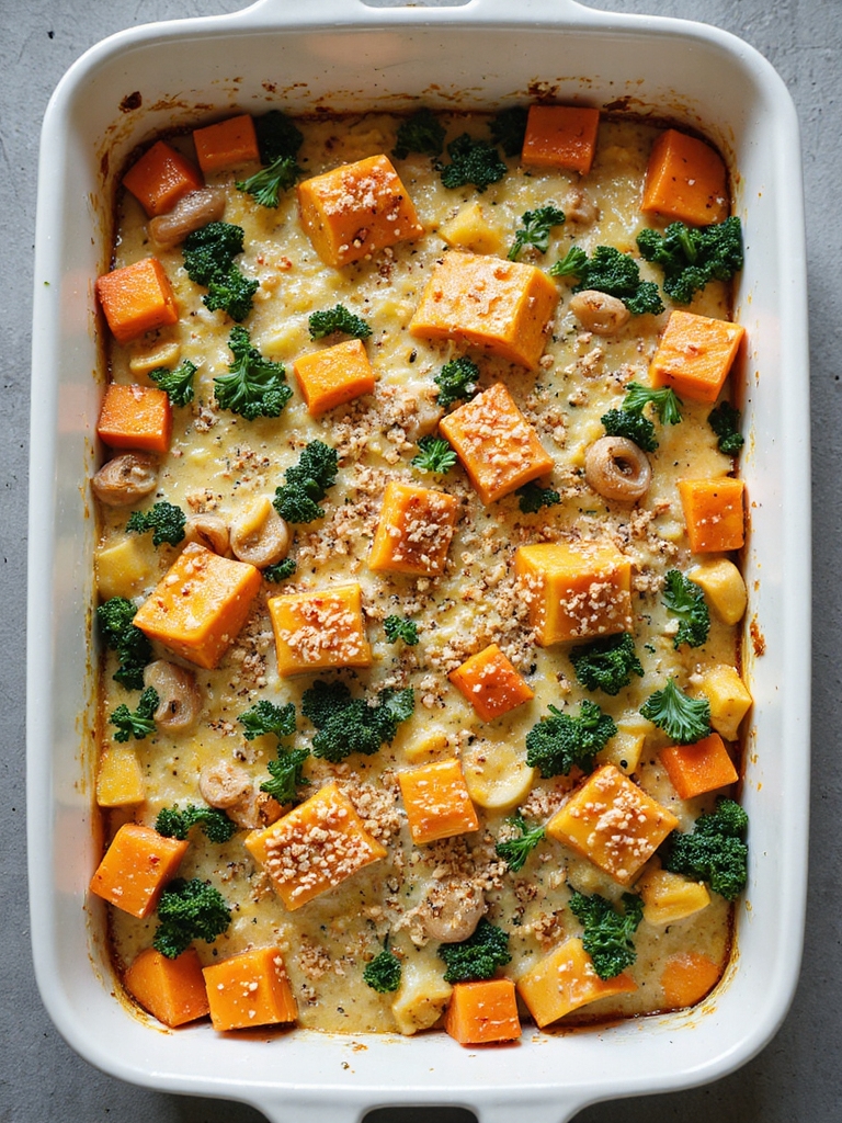 seasonal roasted veggie casserole