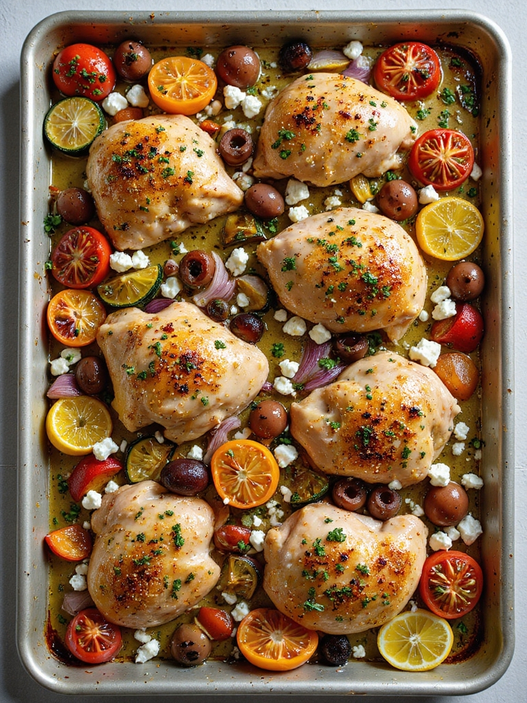 sheet pan mediterranean chicken dinner
