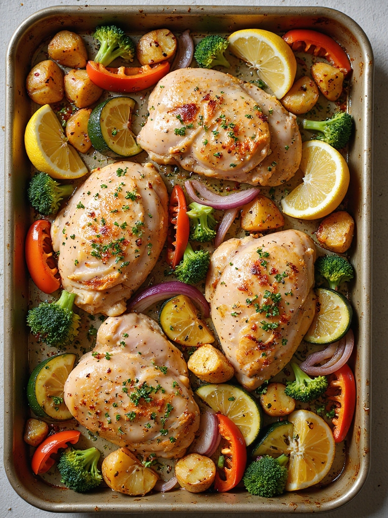 sheet pan roasted chicken dinner