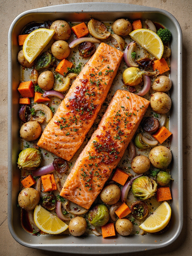 sheet pan salmon with vegetables
