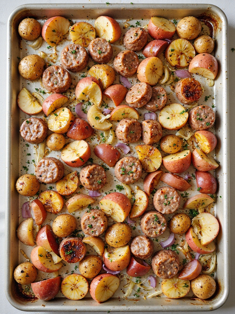 sheet pan turkey sausage dinner