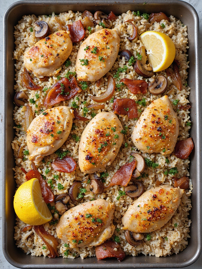 sheet pan wild rice casserole