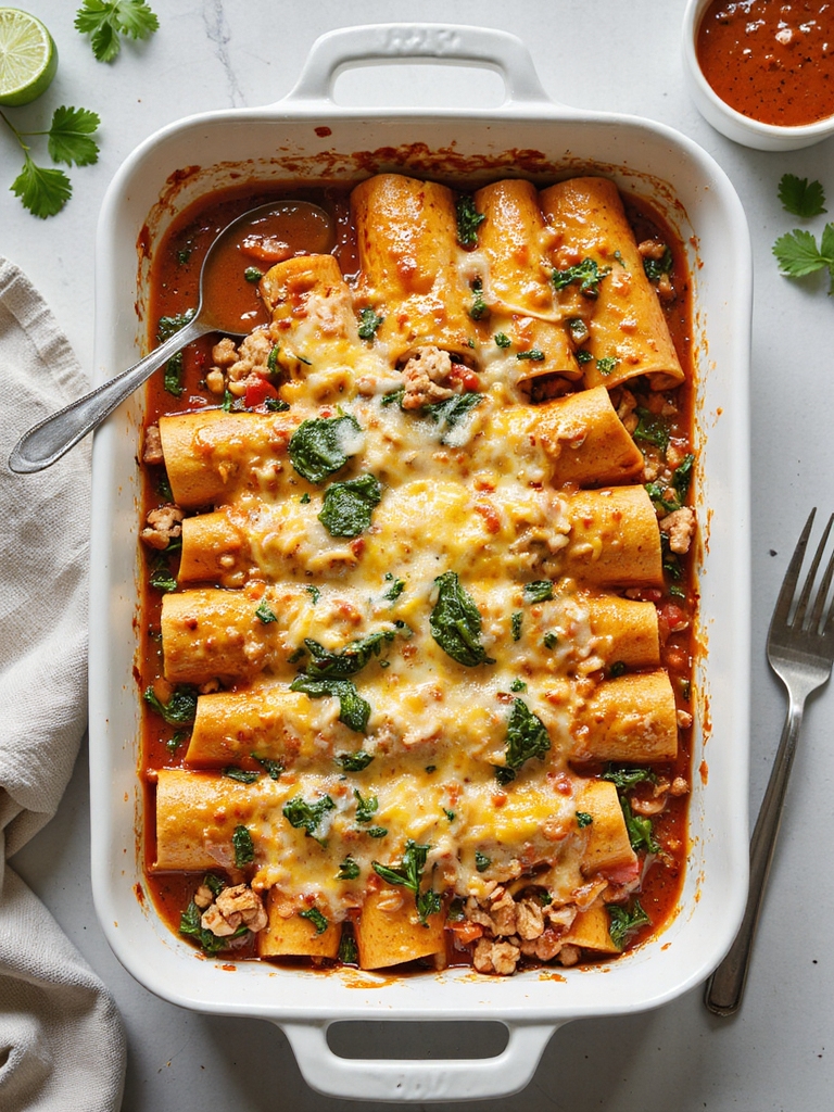 shredded seasoned turkey enchiladas