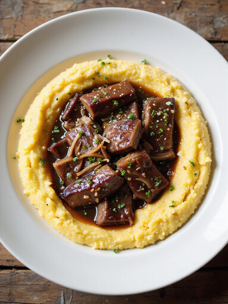 silky parmesan polenta with short ribs