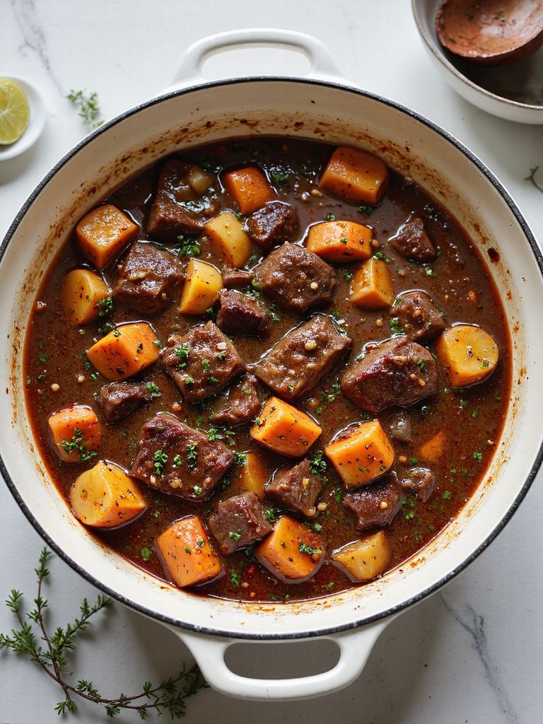 slow braised chuck stew simmered