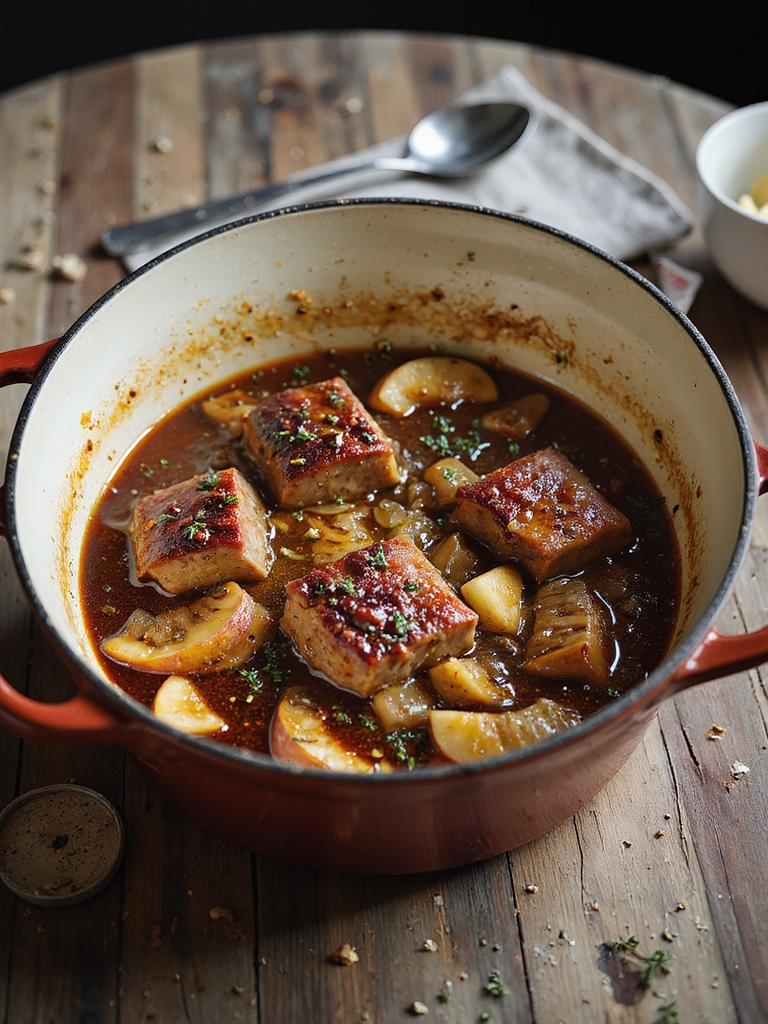 slow braised pork with apples