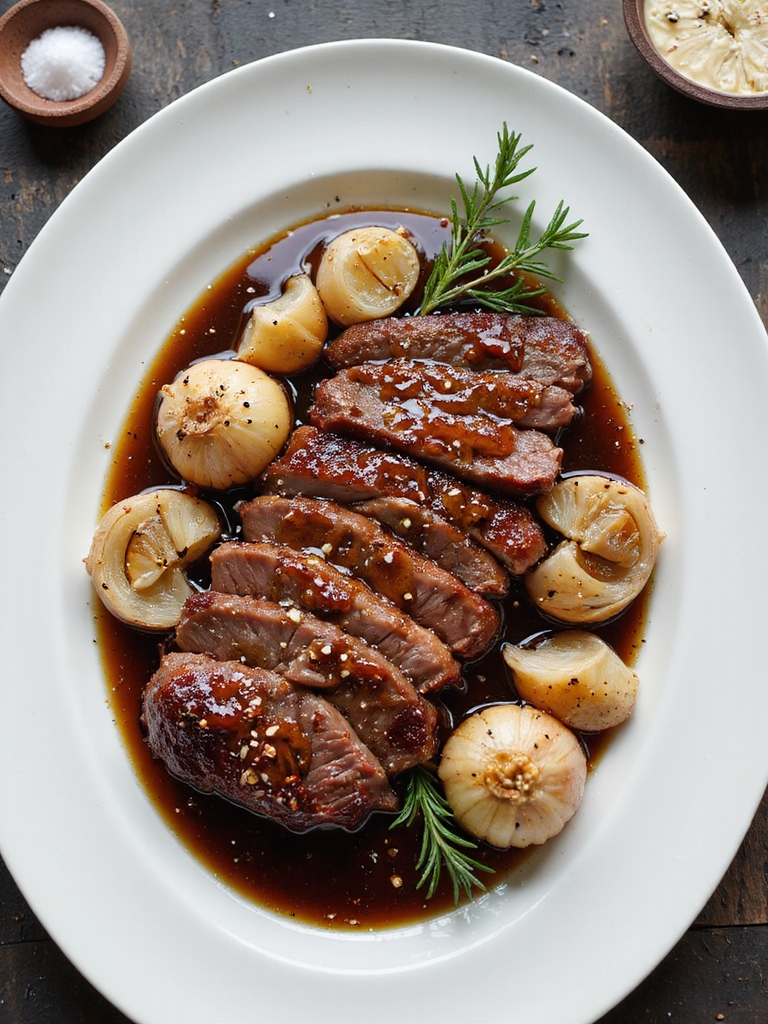 slow braised seared beef aujus