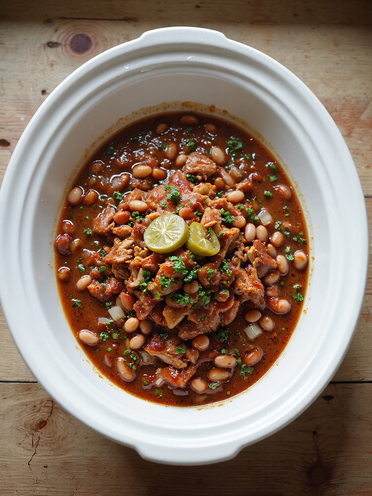 slow cooked bbq pork beans