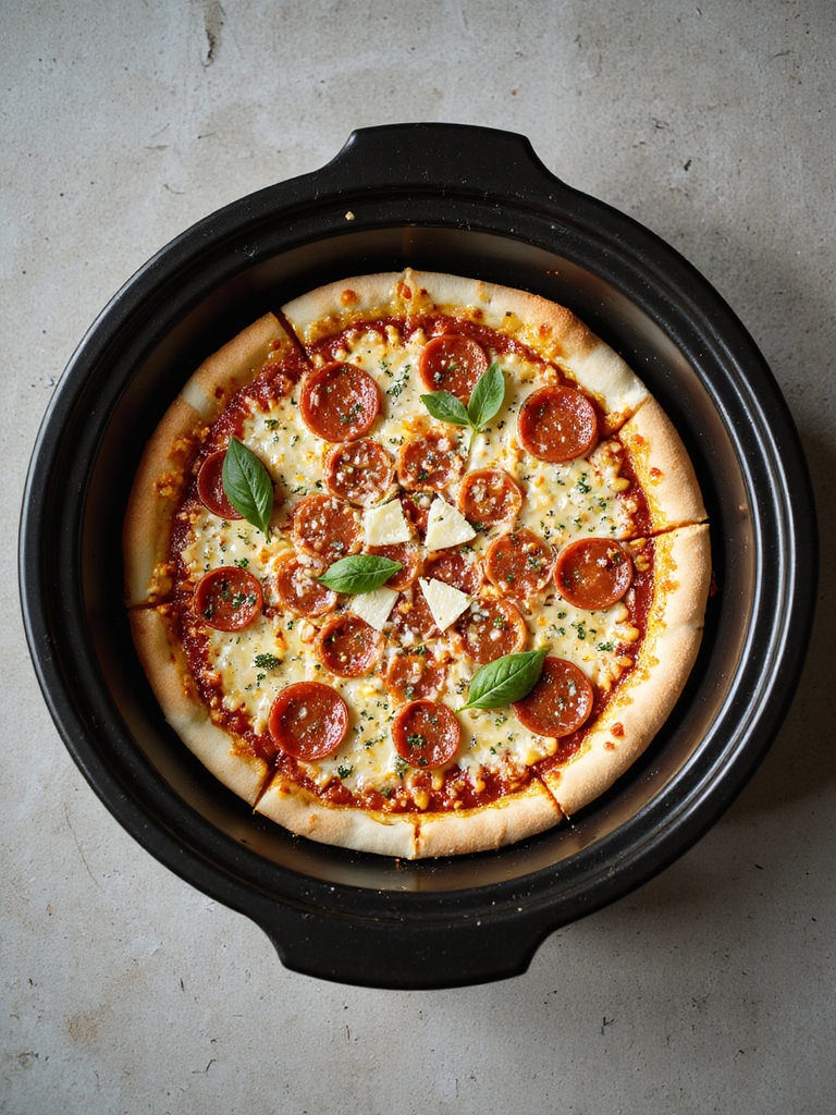 slow cooked crisped edge pepperoni pizza