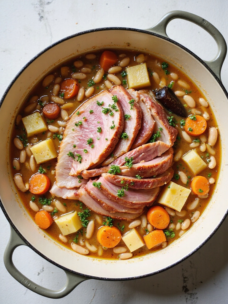slow cooked ham and beans