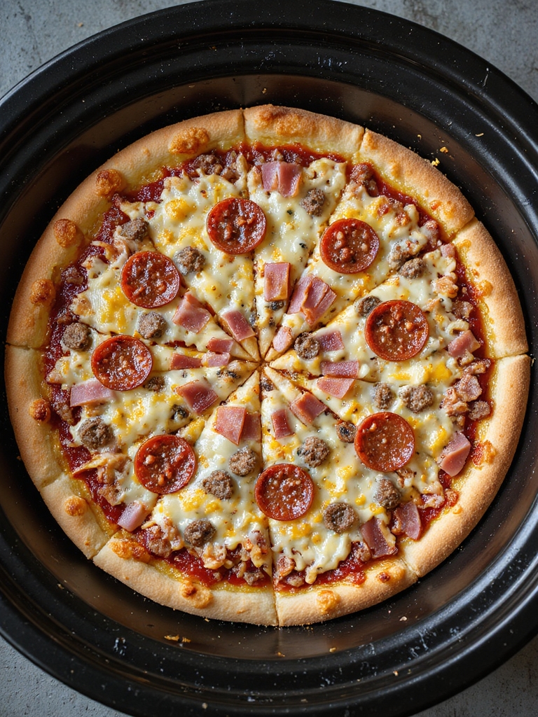 slow cooked meat lovers pizza