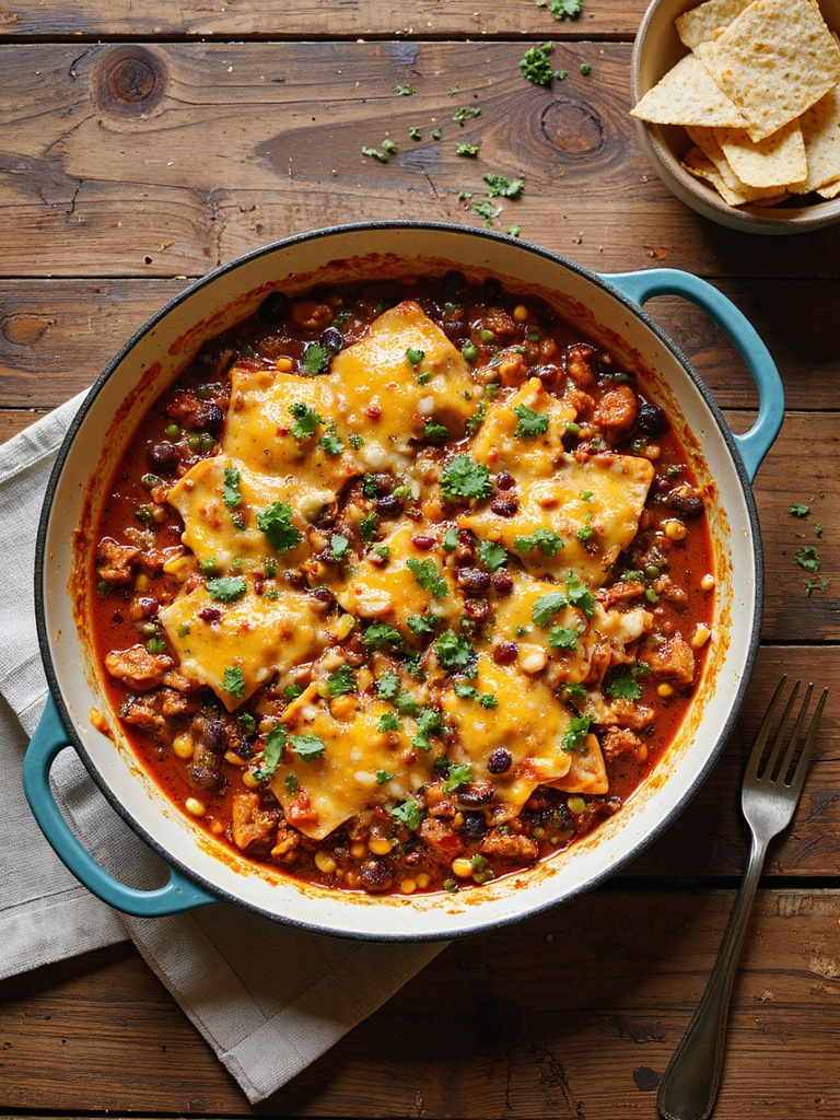 slow cooked saucy enchilada casserole