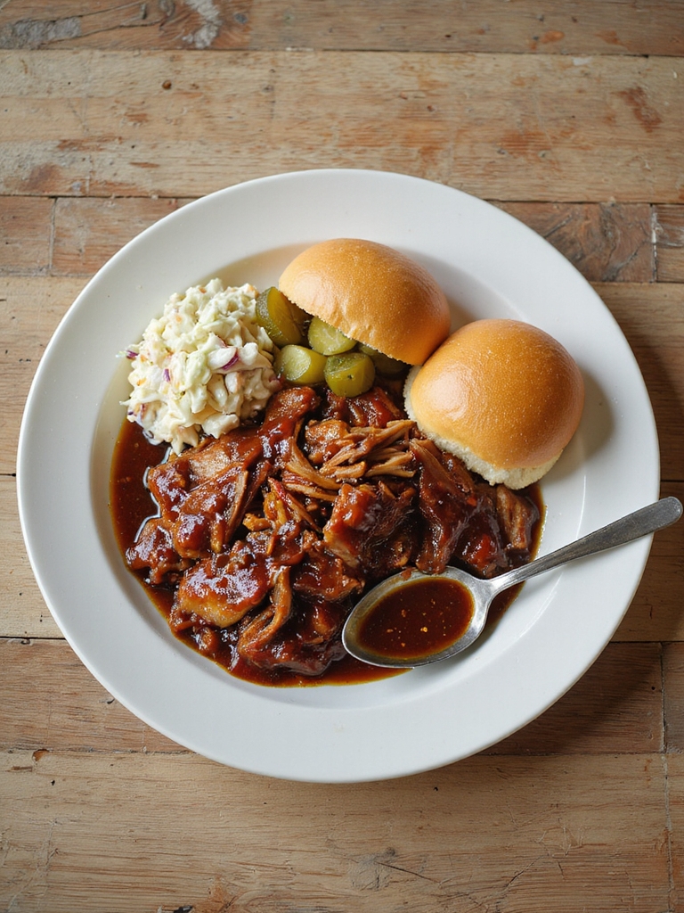 slow cooked saucy pulled pork