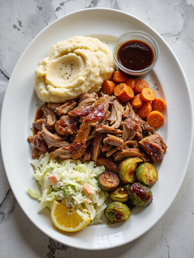 slow cooked shredded pork feast