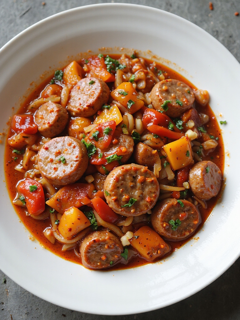 slow cooked spicy sausage peppers