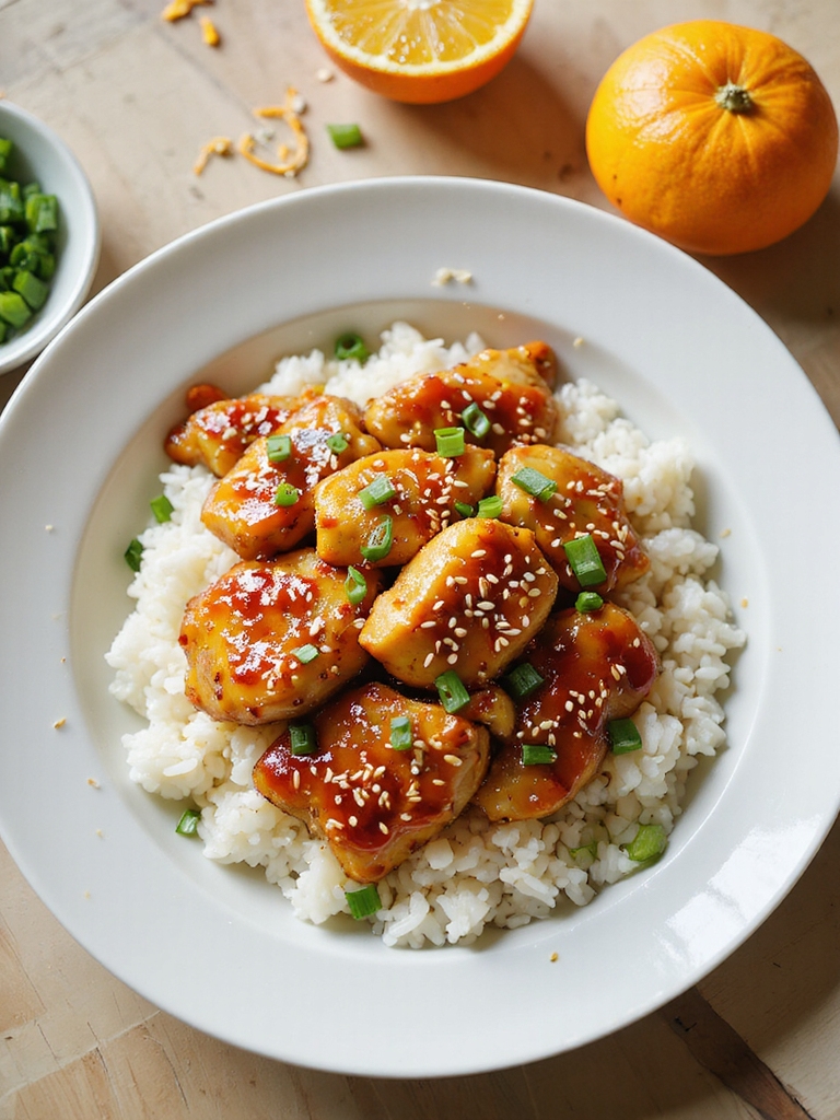 slow cooked sticky orange chicken