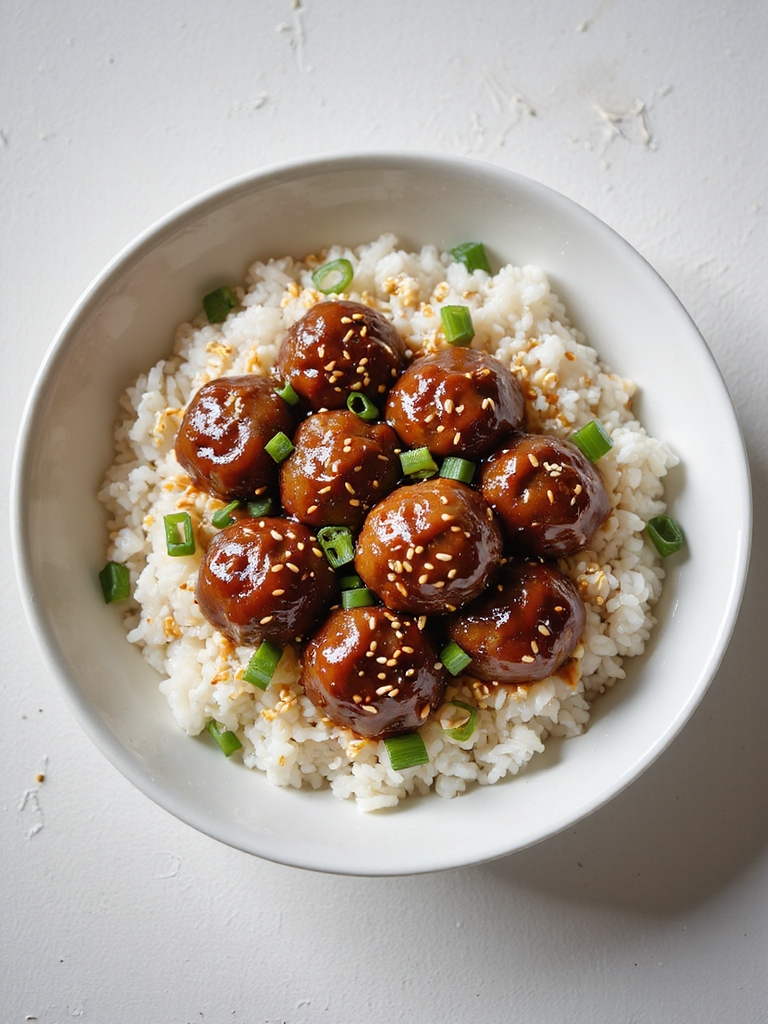 slow cooked sticky sesame meatballs