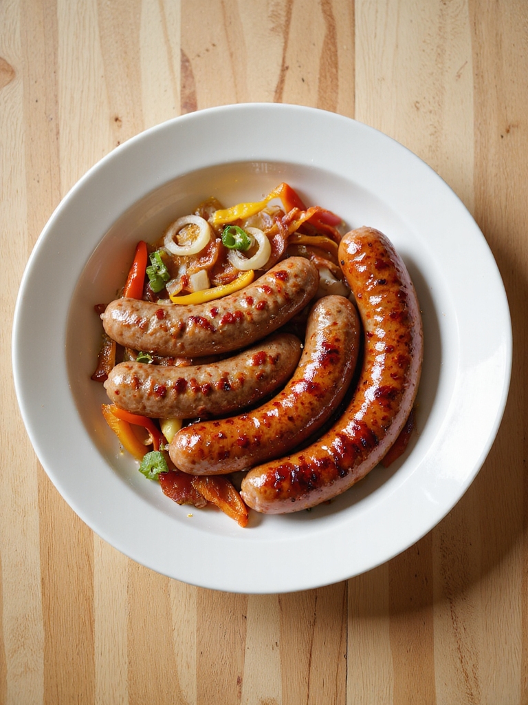 slow cooked sweet and hot sausages