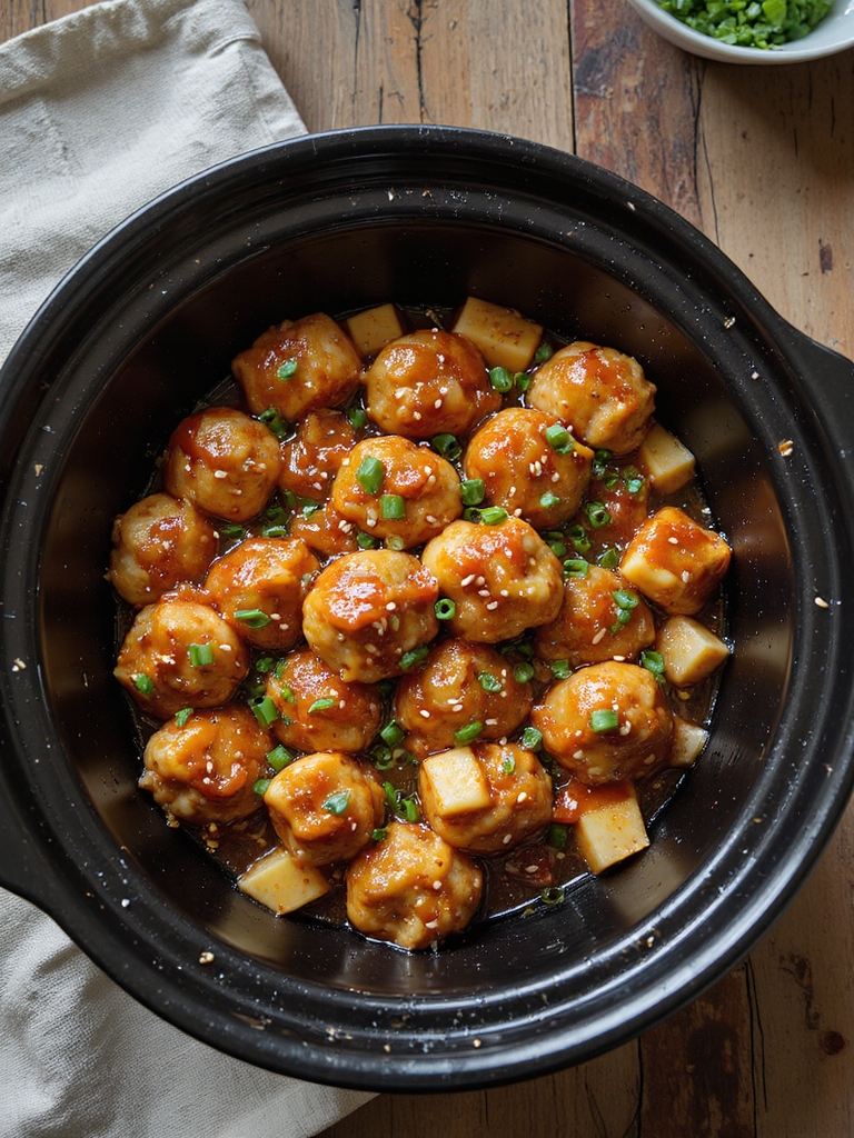 slow cooked sweet and sour meatballs