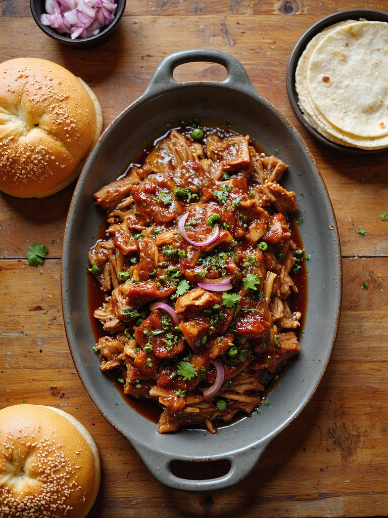 slow cooked tangy pulled pork