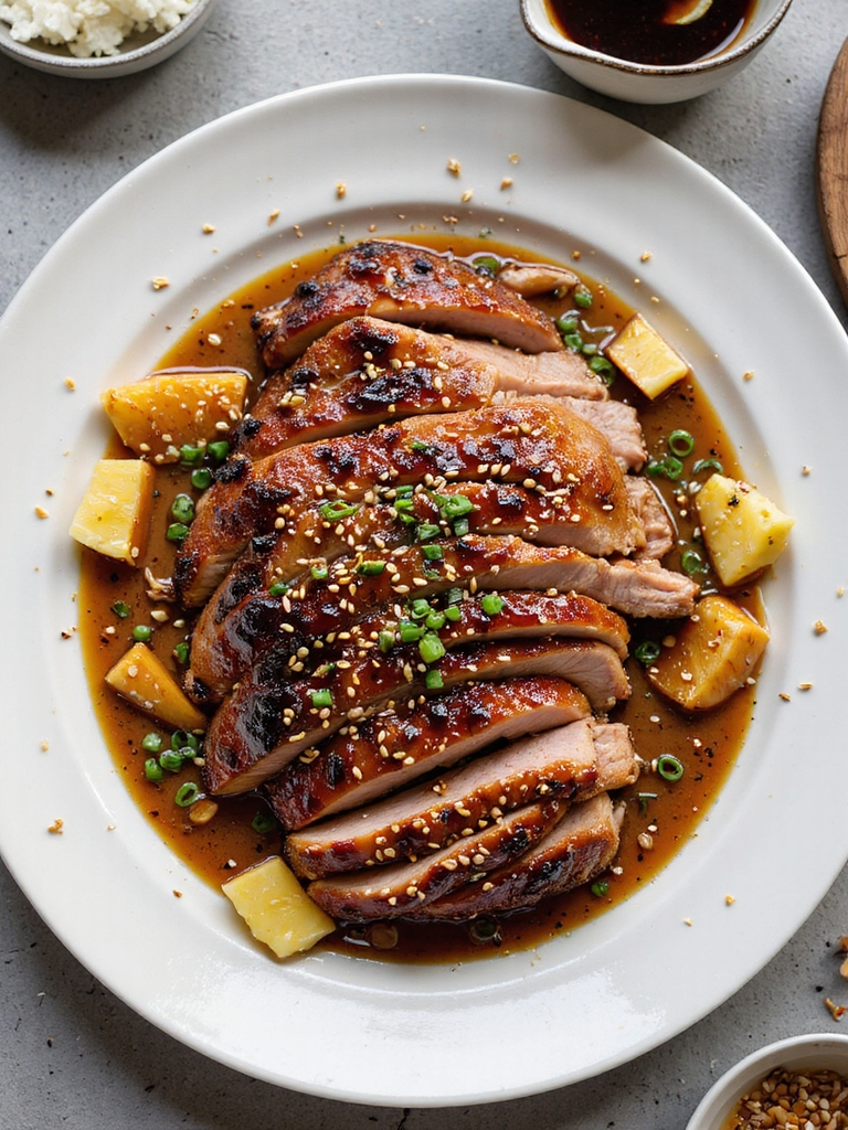 slow cooked teriyaki pineapple pork