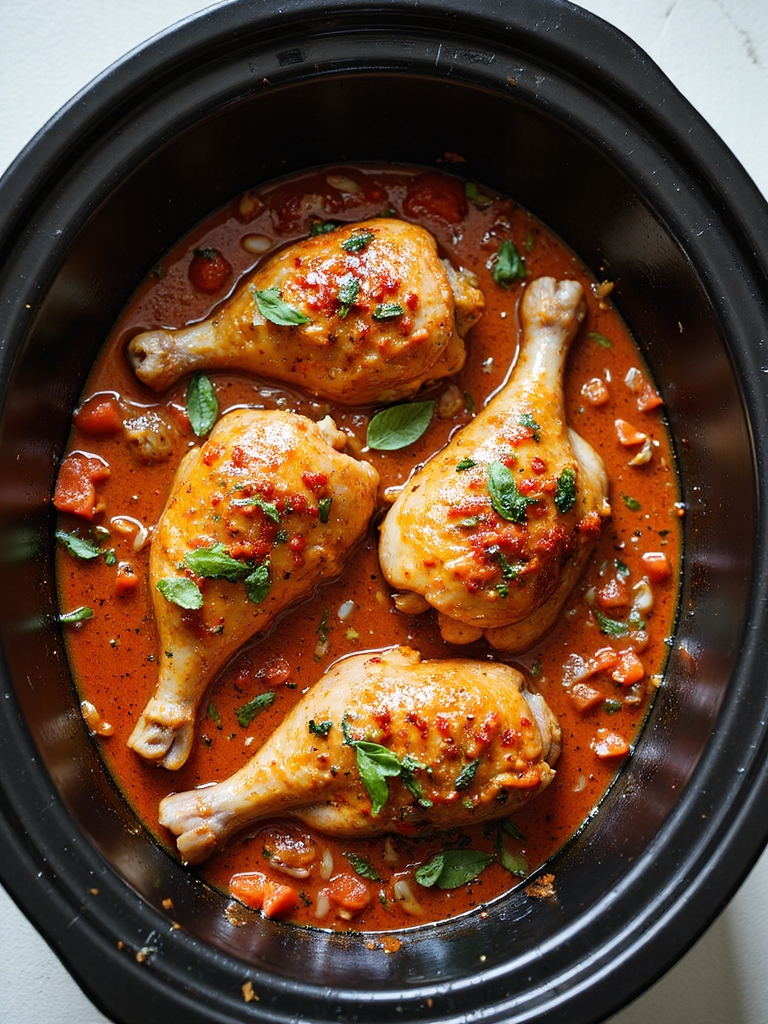slow cooked tomato basil drumsticks