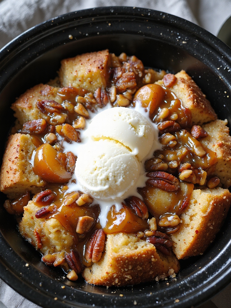 slow cooker apple cider bread pudding