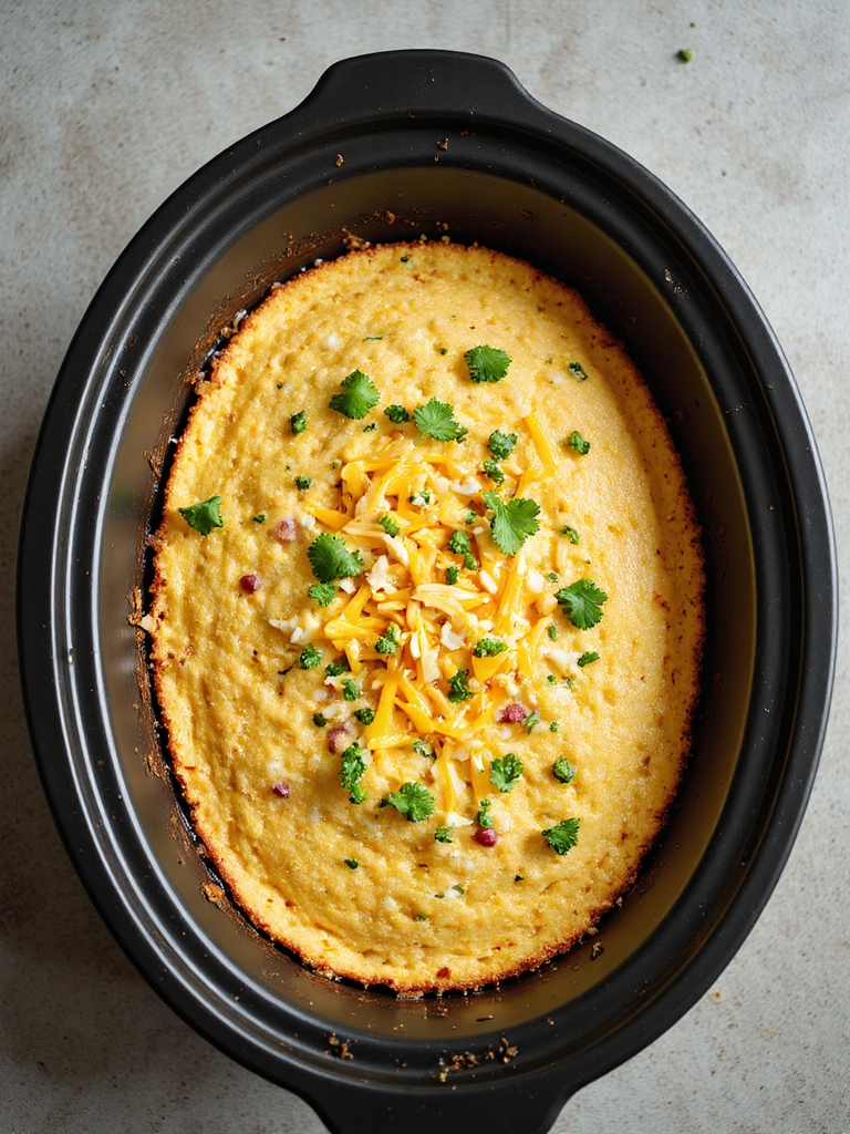 slow cooker chili cornbread casserole