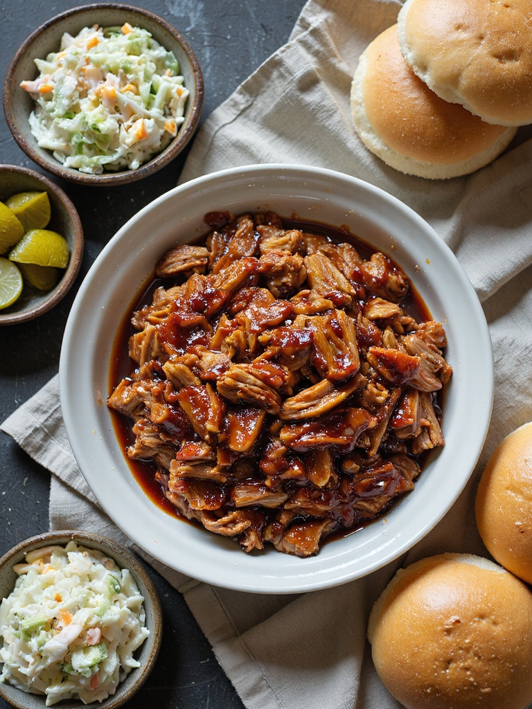 slow cooker shredded pork sandwiches
