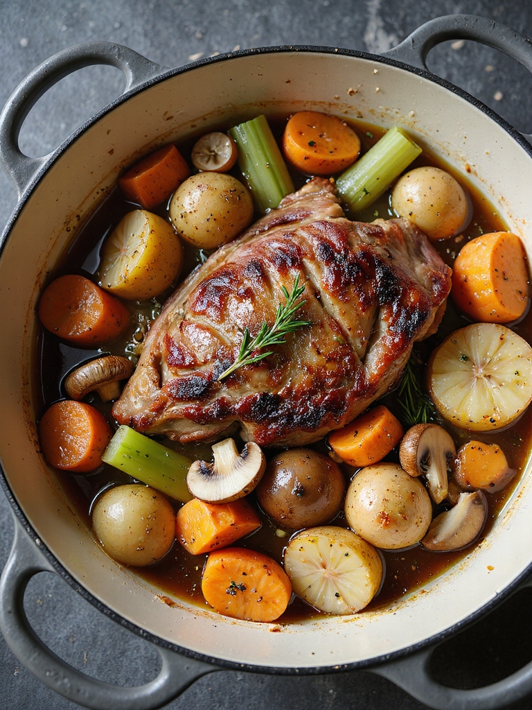 slow roasted pork with vegetables