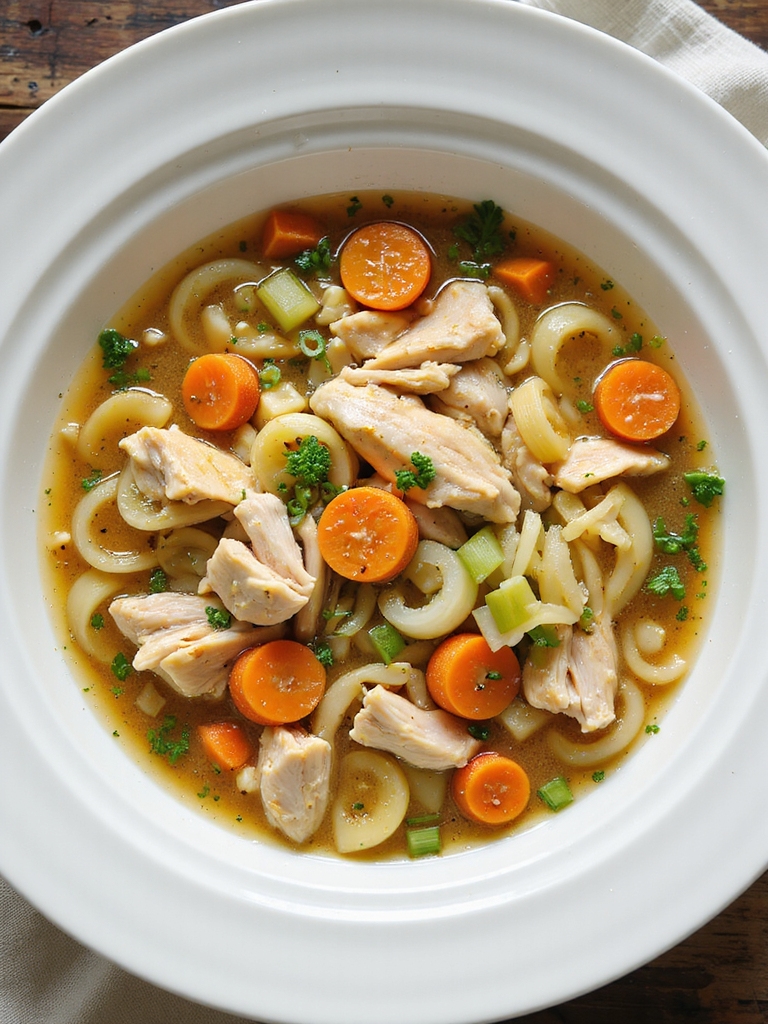 slow simmered hearty chicken noodle