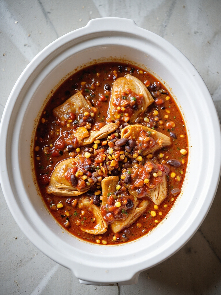 slow simmered salsa shredded chicken