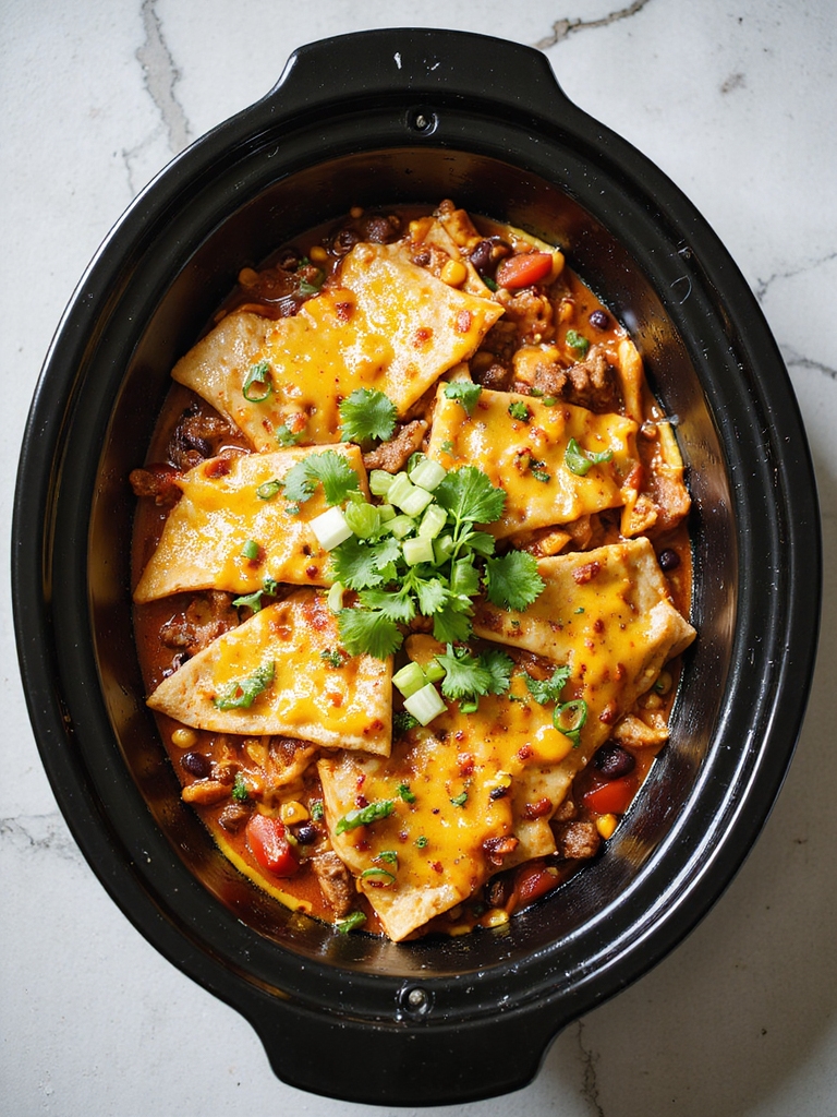 slow simmered saucy enchilada casserole