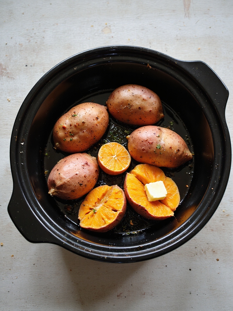 slow steamed caramelized sweet potatoes