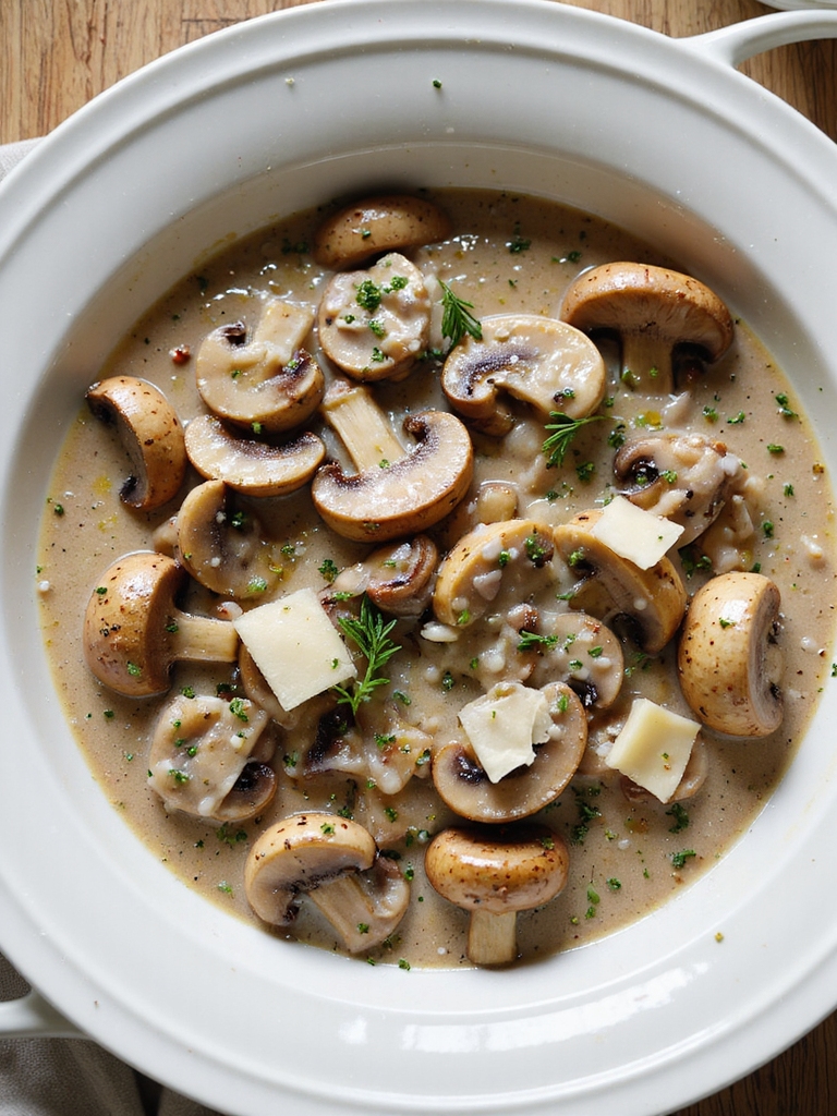 slowly browned mushrooms creamy sauce