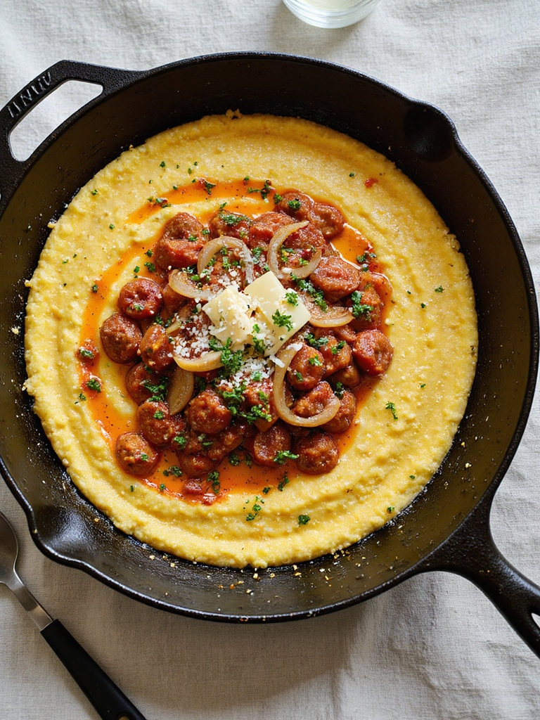 smoky chorizo polenta skillet