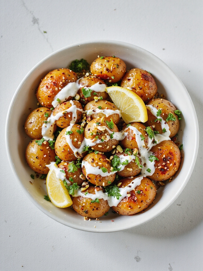 smoky harissa roasted potatoes