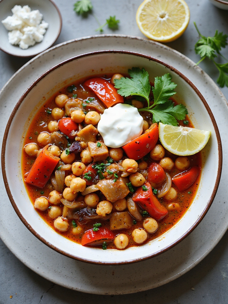 smoky roasted pepper chickpea stew