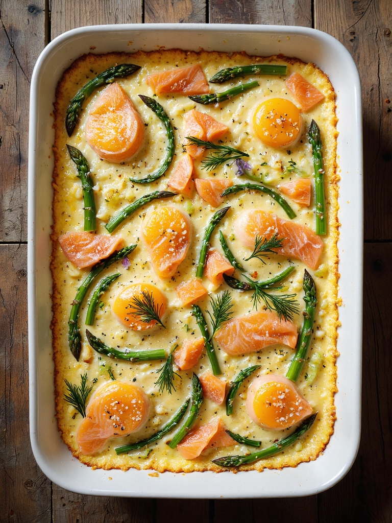 smoky salmon asparagus egg casserole