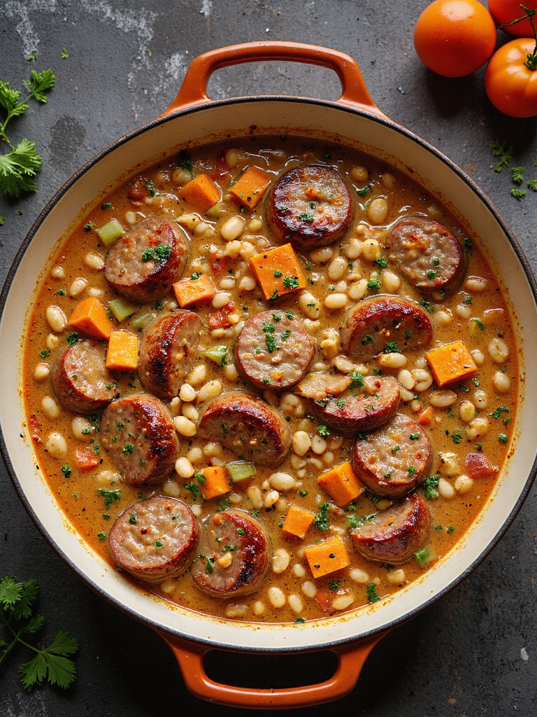 smoky sausage white bean stew