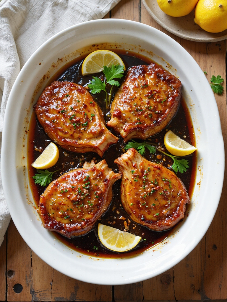 soy mustard lemon garlic pork