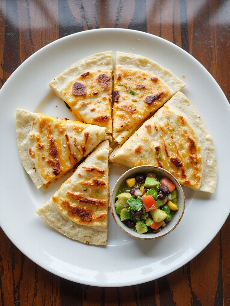 spiced black bean quesadillas with avocado salsa